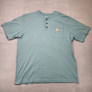 Carhartt Dearborn Heavyweight Henley Shirt Men's L Blue Loose Fit S/S Pocket